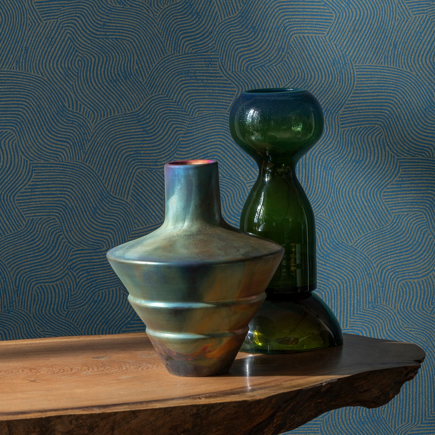 Veer Decor Bahia Dunes Navy Wallpaper Abstract Mid-Century, Art Deco, Contemporary, Modern Navy  Wallpaper - 8251-AJ3