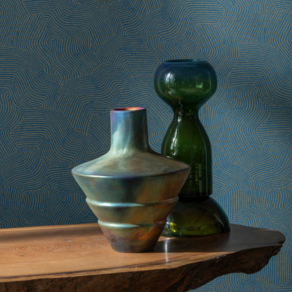 Veer Decor Bahia Dunes Navy Wallpaper Abstract Mid-Century, Art Deco, Contemporary, Modern Navy  Wallpaper - 8251-AJ3