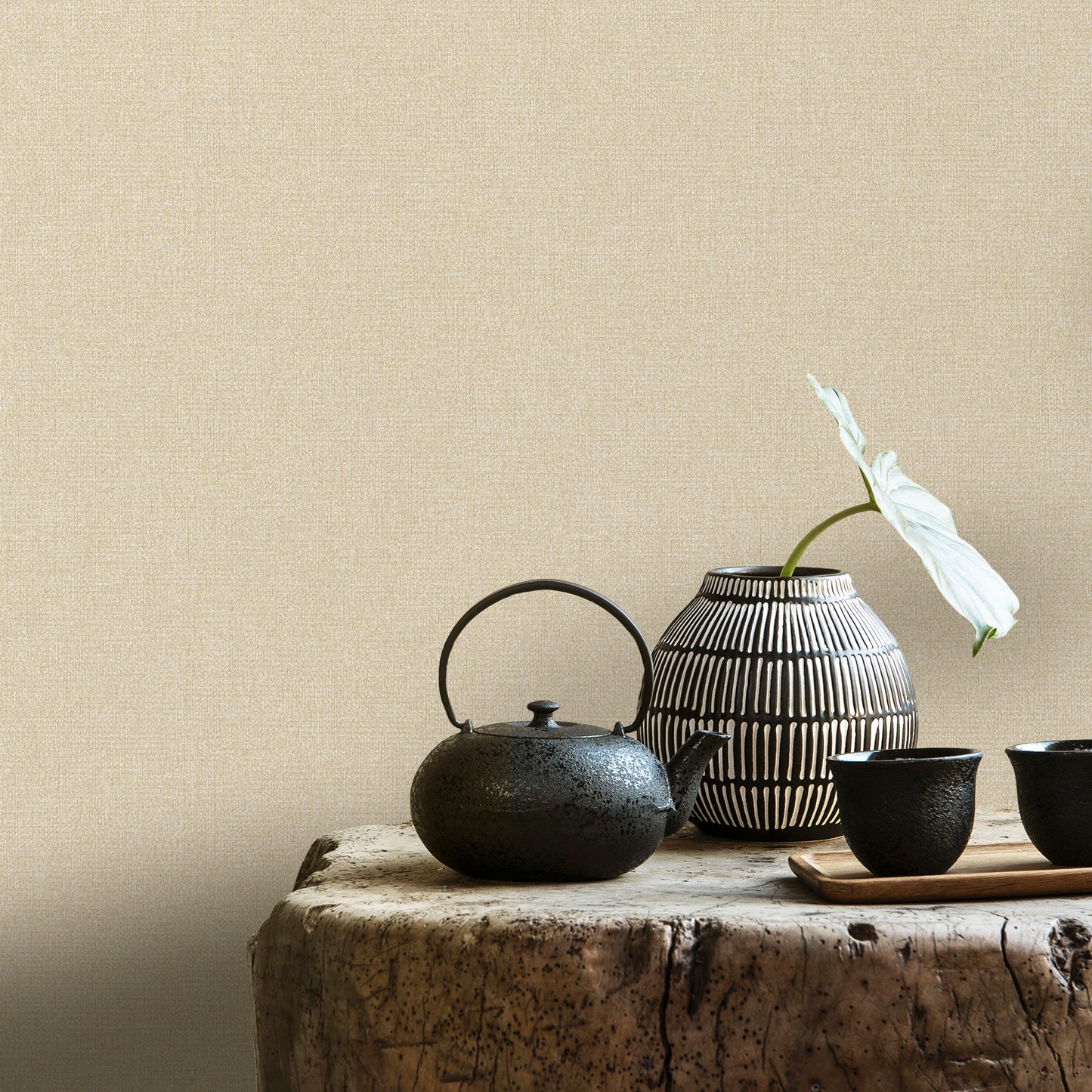 Veer Decor Chanel Linen Blend Beige Wallpaper Abstract Contemporary, Modern, Traditional, Transitional Beige  Wallpaper - 8252-AB2