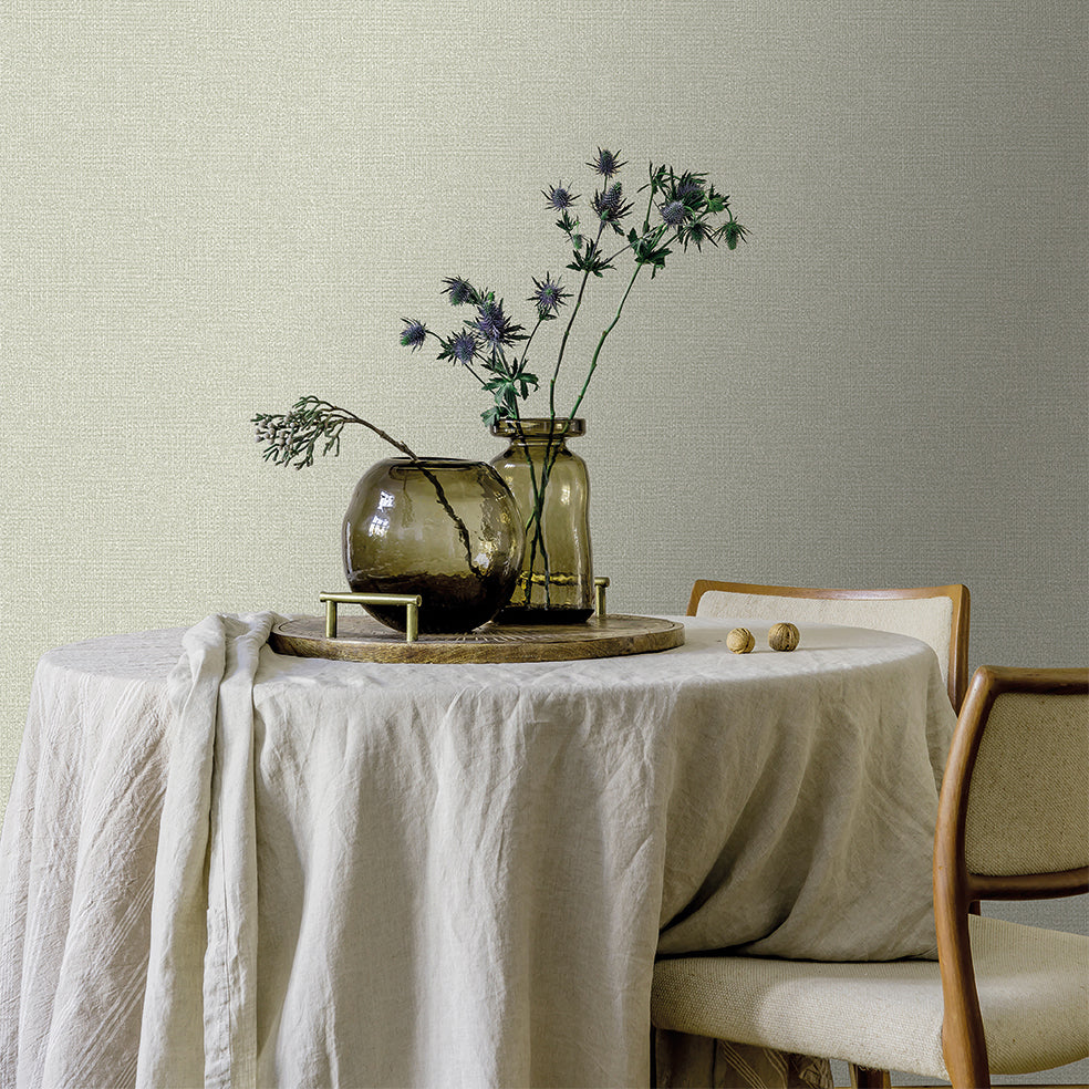 Veer Decor Chanel Linen Blend Green Wallpaper Abstract Contemporary, Modern, Traditional, Transitional Green  Wallpaper - 8252-AB8