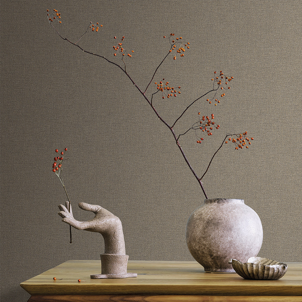 Veer Decor Chanel Linen Blend Brown Wallpaper Abstract Contemporary, Modern, Traditional, Transitional Brown  Wallpaper - 8252-AB9