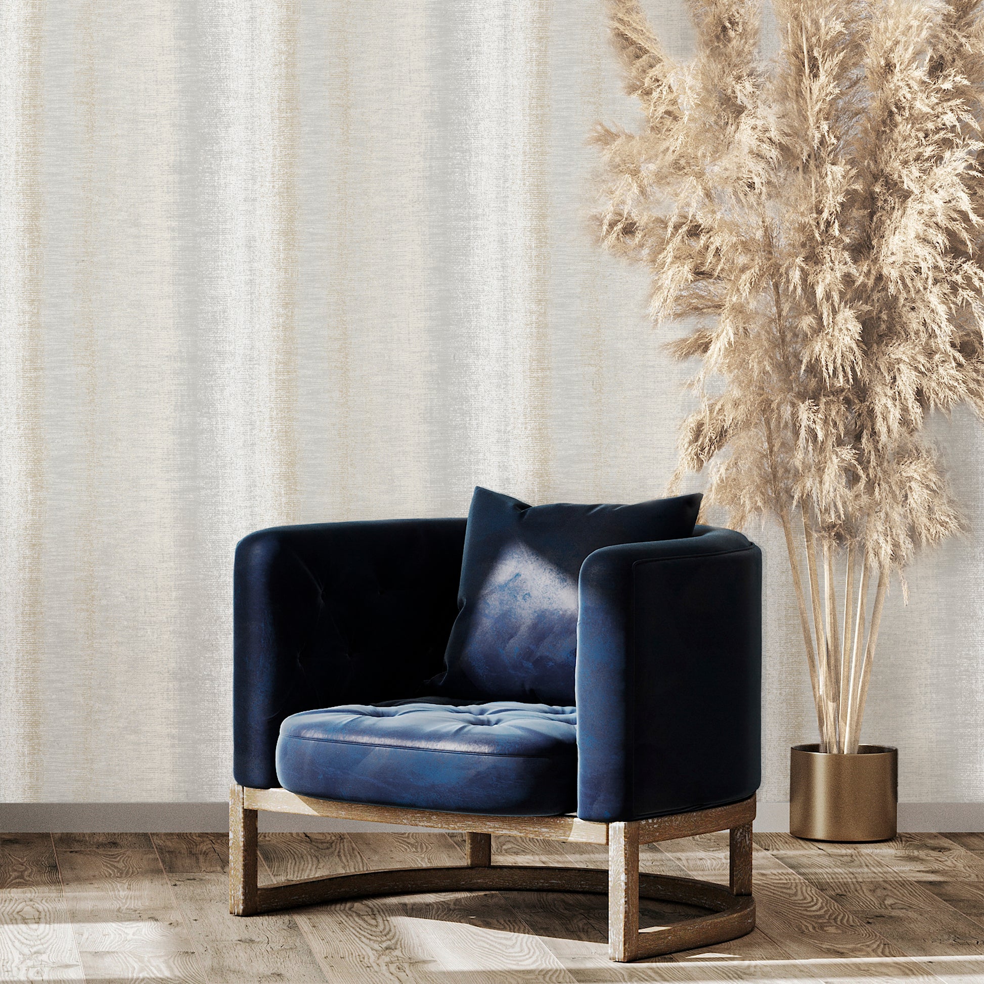 Veer Decor Woven Gradient Stripe Beige Wallpaper 8252‑AD1 — vinyl ombré stripe wallcovering with woven texture, washable, paste‑the‑wall, elegant beige tones