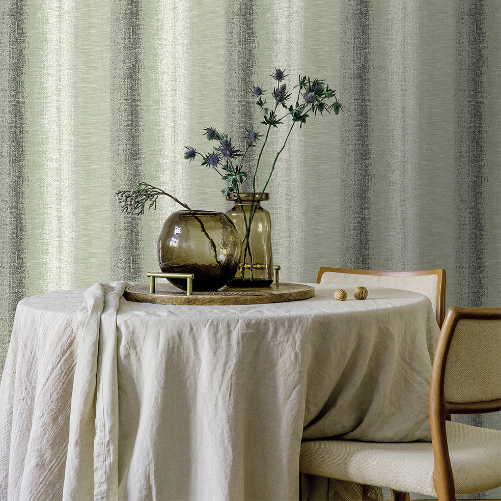 Veer Decor Woven Gradient Stripe Green Wallpaper Patterns Contemporary, Modern, Transitional Green  Wallpaper - 8252-AD5