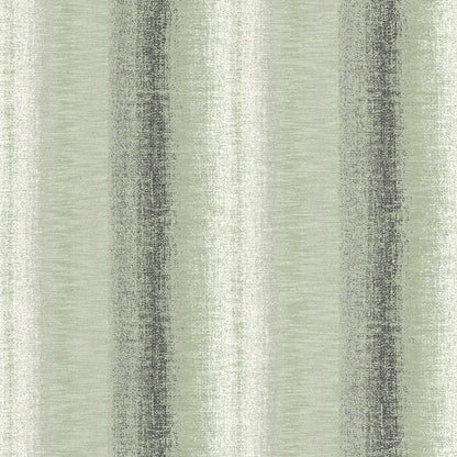 Veer Decor Woven Gradient Stripe Green wallpaper — subtle ombre stripe in woven texture, vinyl, washable, modern botanical interior wallcovering