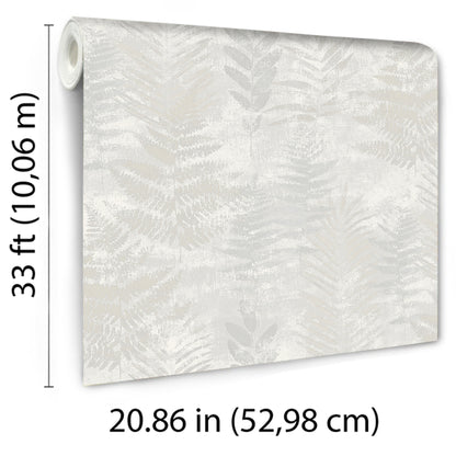 Veer Decor Fern Horizon White Wallpaper Nature Transitional White  Wallpaper - 8252-AE1