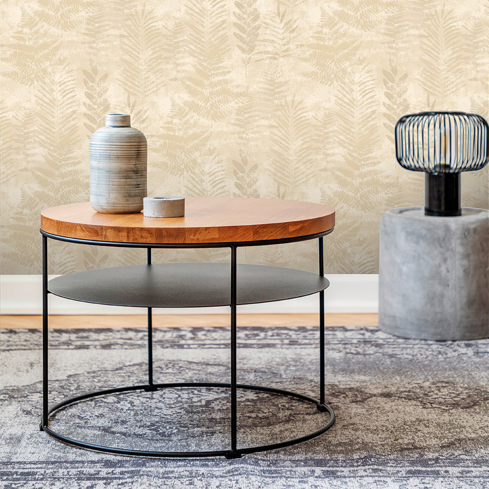 Veer Decor Fern Horizon Beige Wallpaper Nature Transitional Beige  Wallpaper - 8252-AE2