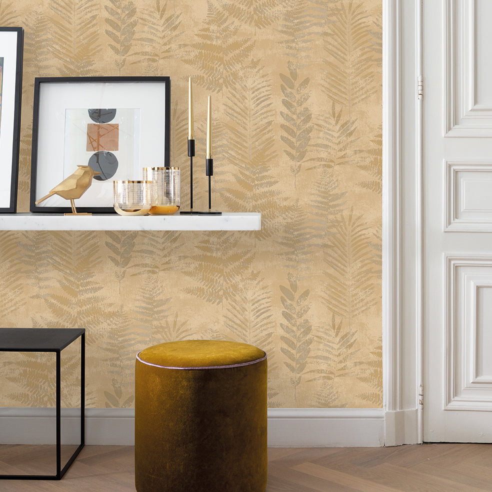 Veer Decor Fern Horizon Tan Wallpaper Nature Transitional Tan  Wallpaper - 8252-AE3