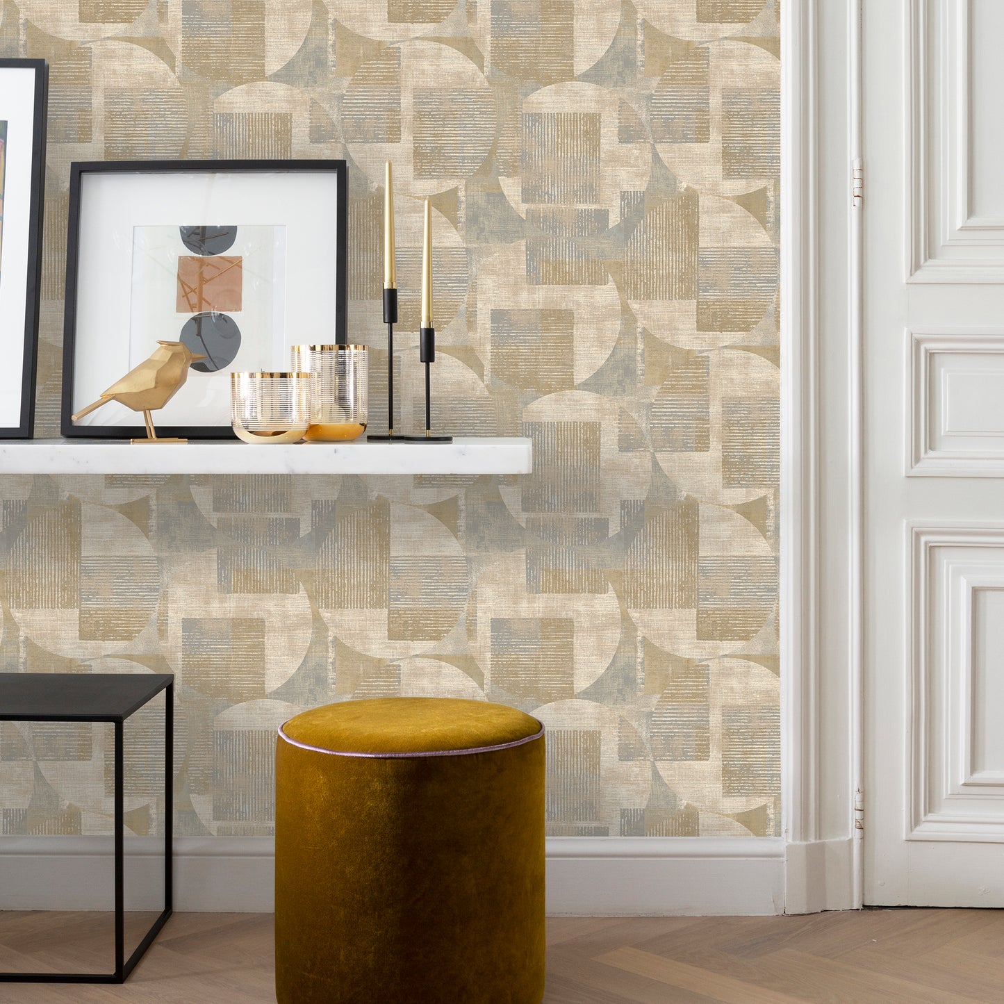 Veer Decor Geo Canvas Beige Wallpaper Abstract Contemporary, Modern Beige  Wallpaper - 8252-AF2