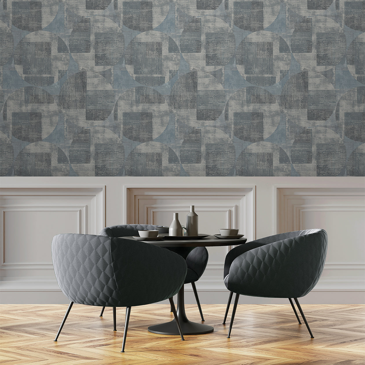 Veer Decor Geo Canvas Blue Wallpaper Abstract Contemporary, Modern Blue  Wallpaper - 8252-AF3