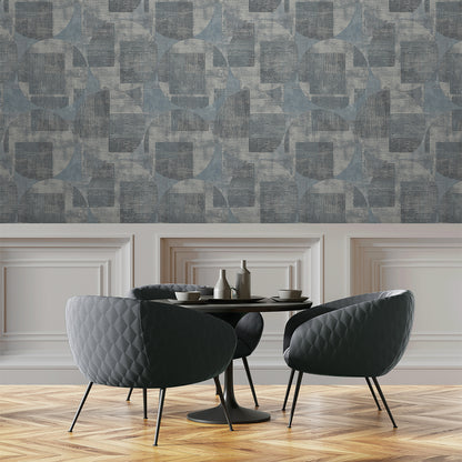 Veer Decor Geo Canvas Blue Wallpaper Abstract Contemporary, Modern Blue  Wallpaper - 8252-AF3