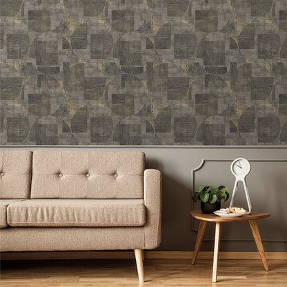 Veer Decor Geo Canvas Brown Wallpaper Abstract Contemporary, Modern Brown  Wallpaper - 8252-AF4
