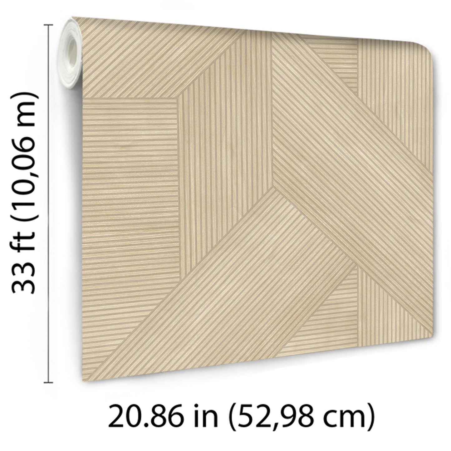 Veer Decor Sculpted Chevron Wood Panels Beige Wallpaper Abstract Contemporary, Modern Beige  Wallpaper - 8252-AH1