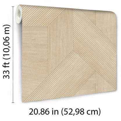 Veer Decor Sculpted Chevron Wood Panels Beige Wallpaper Abstract Contemporary, Modern Beige  Wallpaper - 8252-AH1
