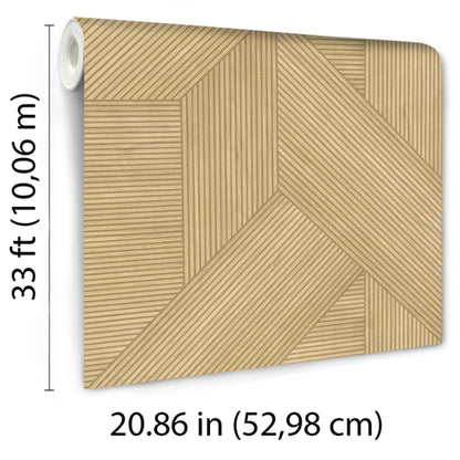 Veer Decor Sculpted Chevron Wood Panels Tan Wallpaper Abstract Contemporary, Modern Tan  Wallpaper - 8252-AH2