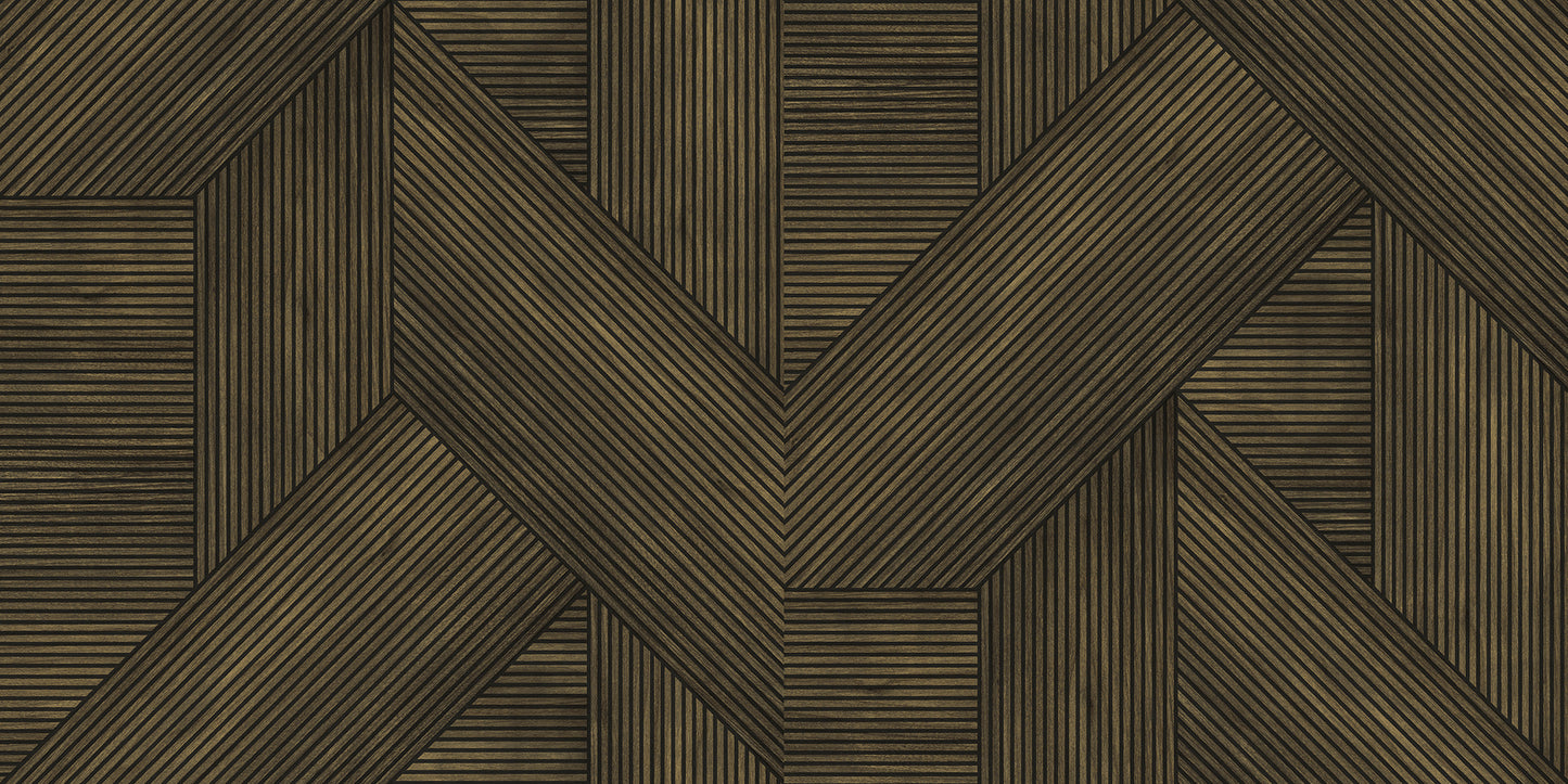 Veer Decor Sculpted Chevron Wood Panels Brown Wallpaper Abstract Contemporary, Modern Brown  Wallpaper - 8252-AH4