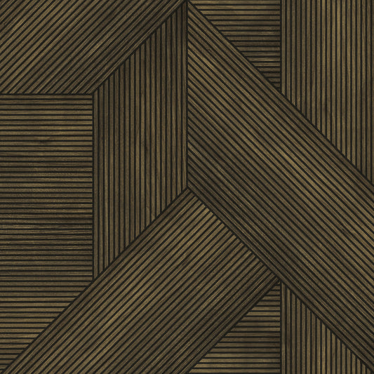 Veer Decor Sculpted Chevron Wood Panels Brown Wallpaper Abstract Contemporary, Modern Brown  Wallpaper - 8252-AH4