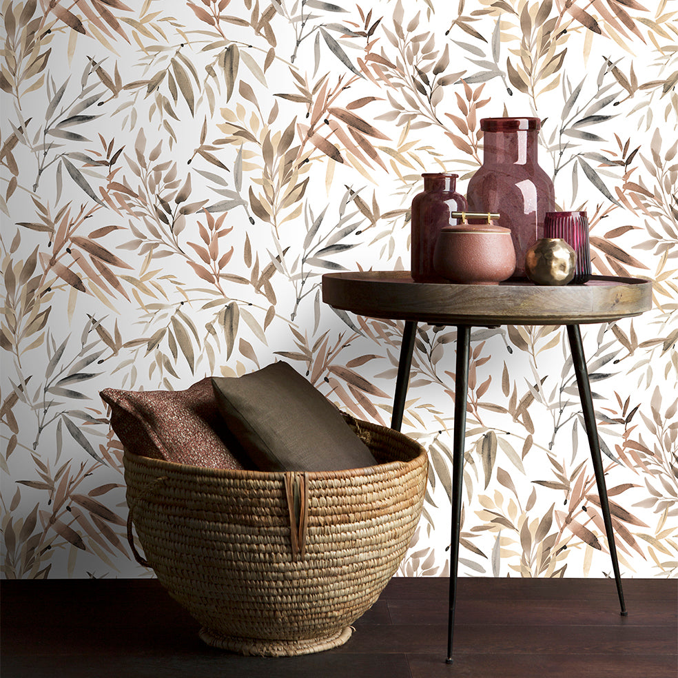 Veer Decor Painted Canopy Red Wallpaper Nature Tropical, Transitional Red  Wallpaper - 8252-AI2