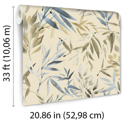 Veer Decor Painted Canopy Blue Wallpaper Nature Tropical, Transitional Blue  Wallpaper - 8252-AI3