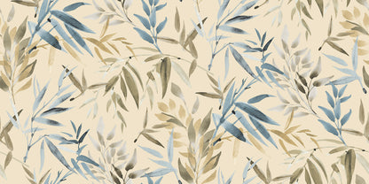 Veer Decor Painted Canopy Blue Wallpaper Nature Tropical, Transitional Blue  Wallpaper - 8252-AI3