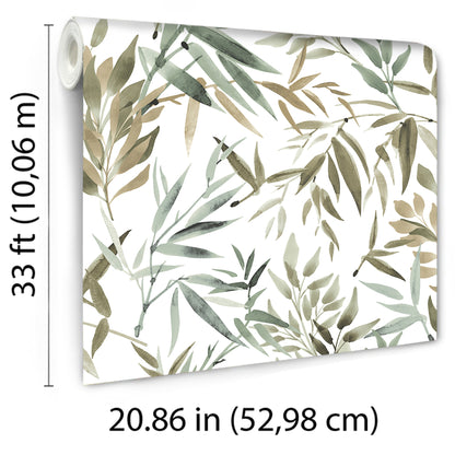 Veer Decor Painted Canopy Green Wallpaper Nature Tropical, Transitional Green  Wallpaper - 8252-AI4