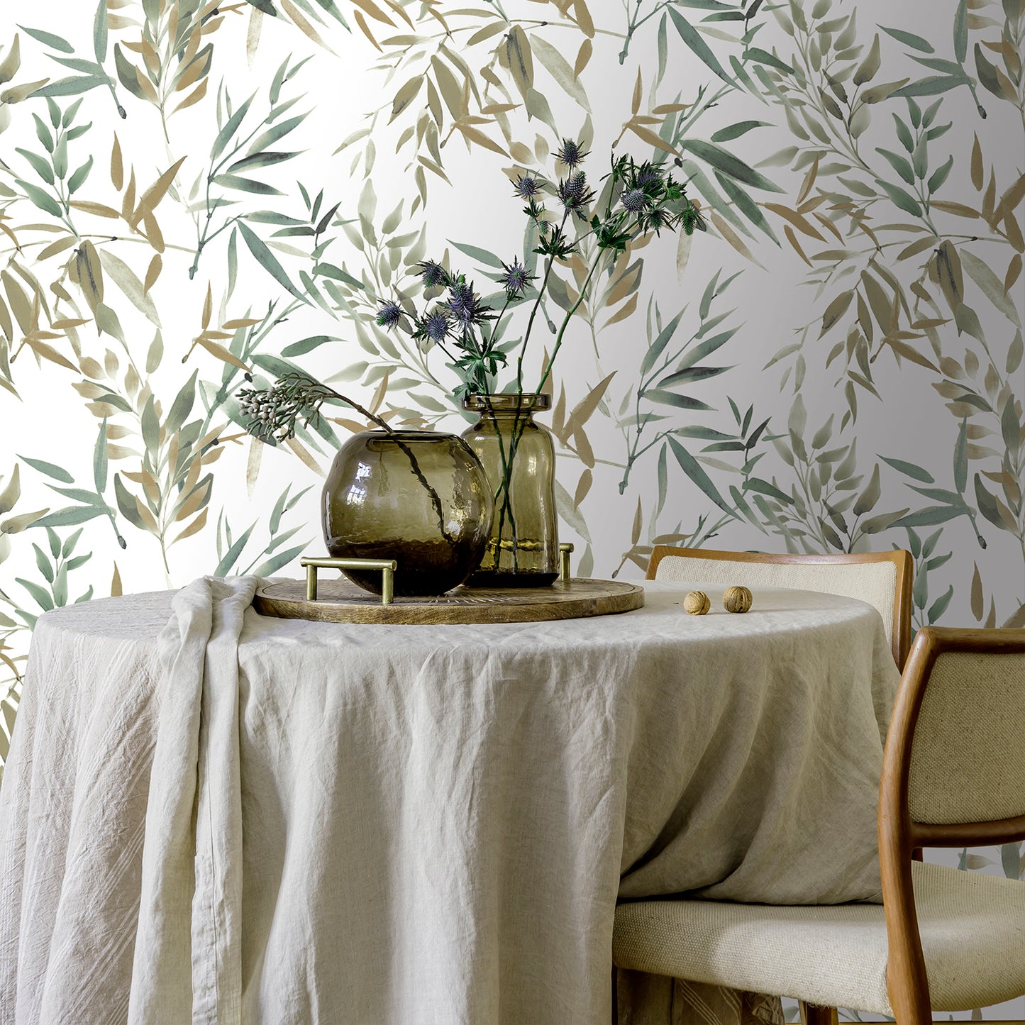 Veer Decor Painted Canopy Green Wallpaper Nature Tropical, Transitional Green  Wallpaper - 8252-AI4