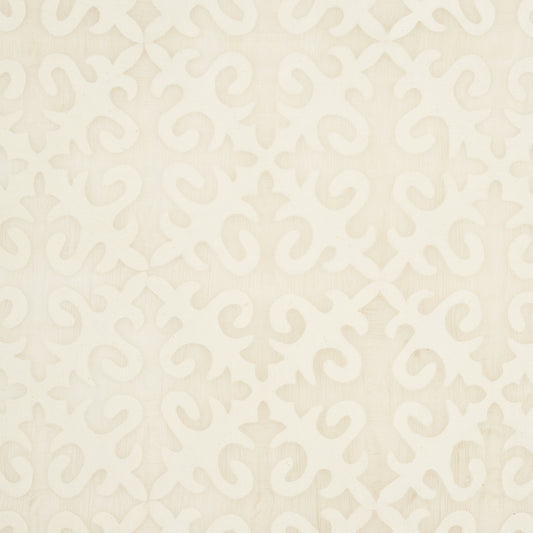 SCHUMACHER  IBU KYRGYZSTAN WOOL SILK PANEL SILKS & SATIN,EMBROIDERIES SILKS & SATIN,EMBROIDERIES OYSTER AND NATURAL   - 82690