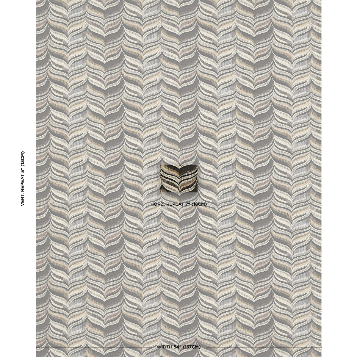 Beige-gray chevron wallpaper with repeating V-shaped herringbone pattern and subtle texture.