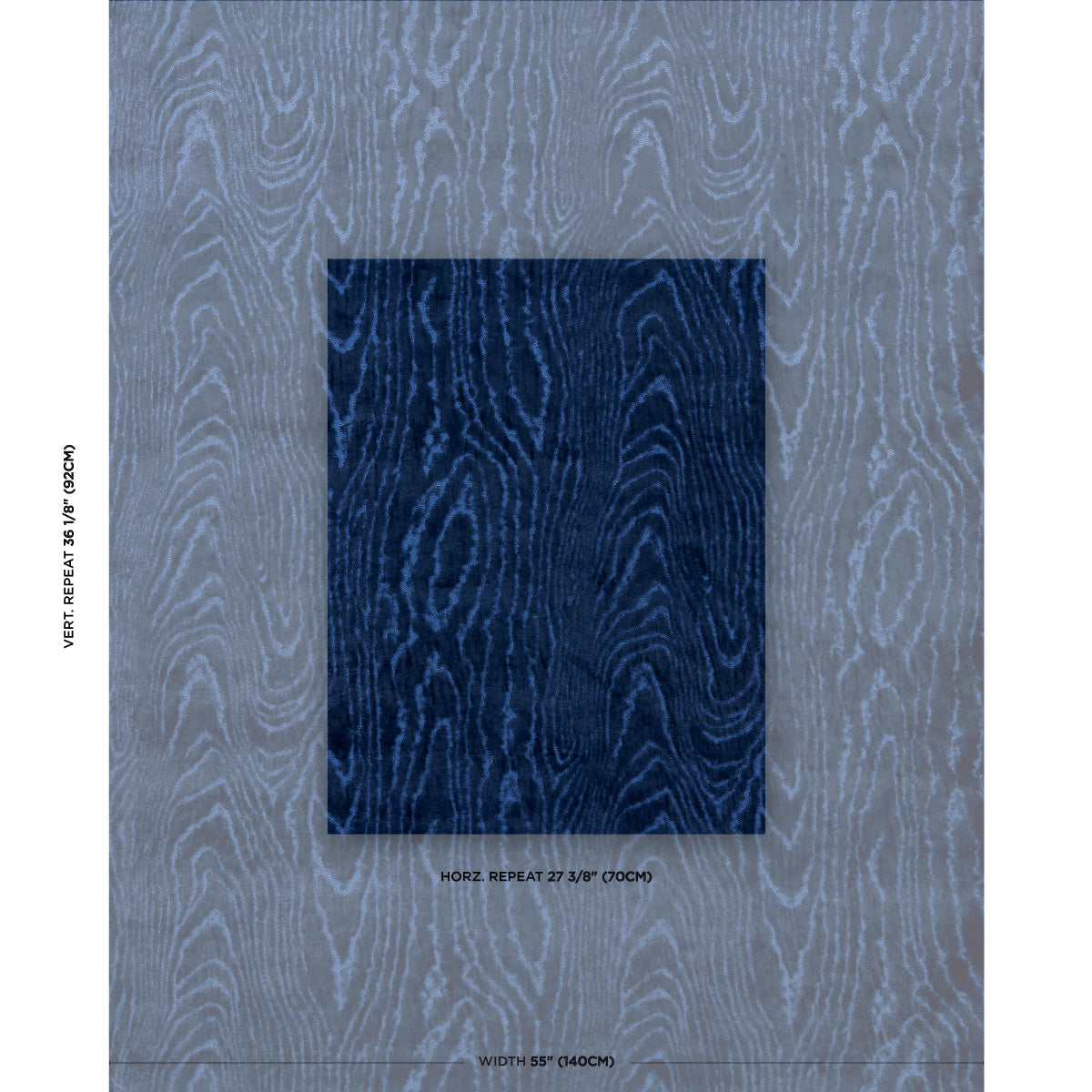 SCHUMACHER FABRIC  REGINE MARISA MOIRE VELVET   LAPIS   - 82752