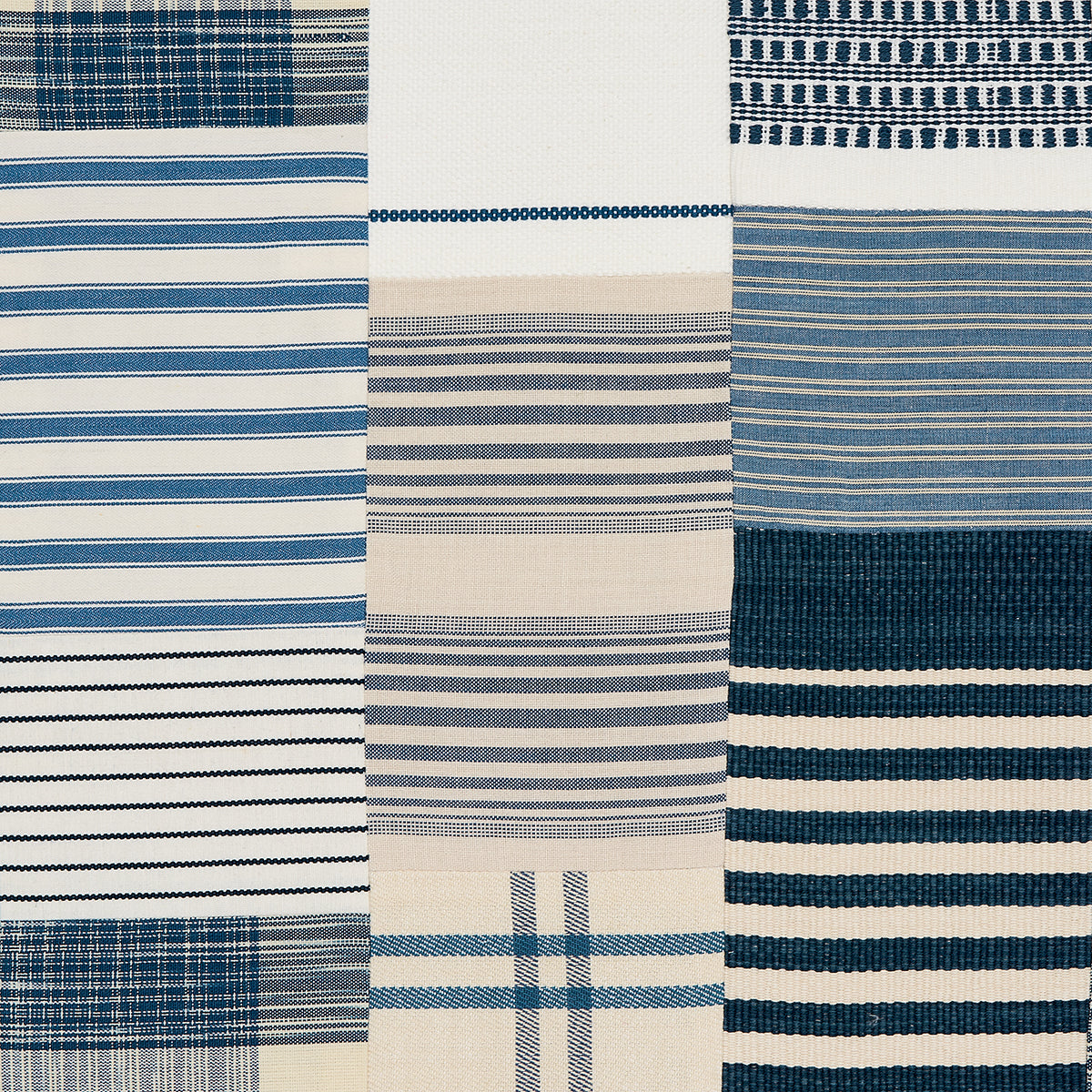 Indigo patchwork woven fabric.