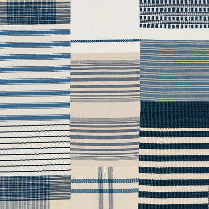 Indigo patchwork woven fabric.