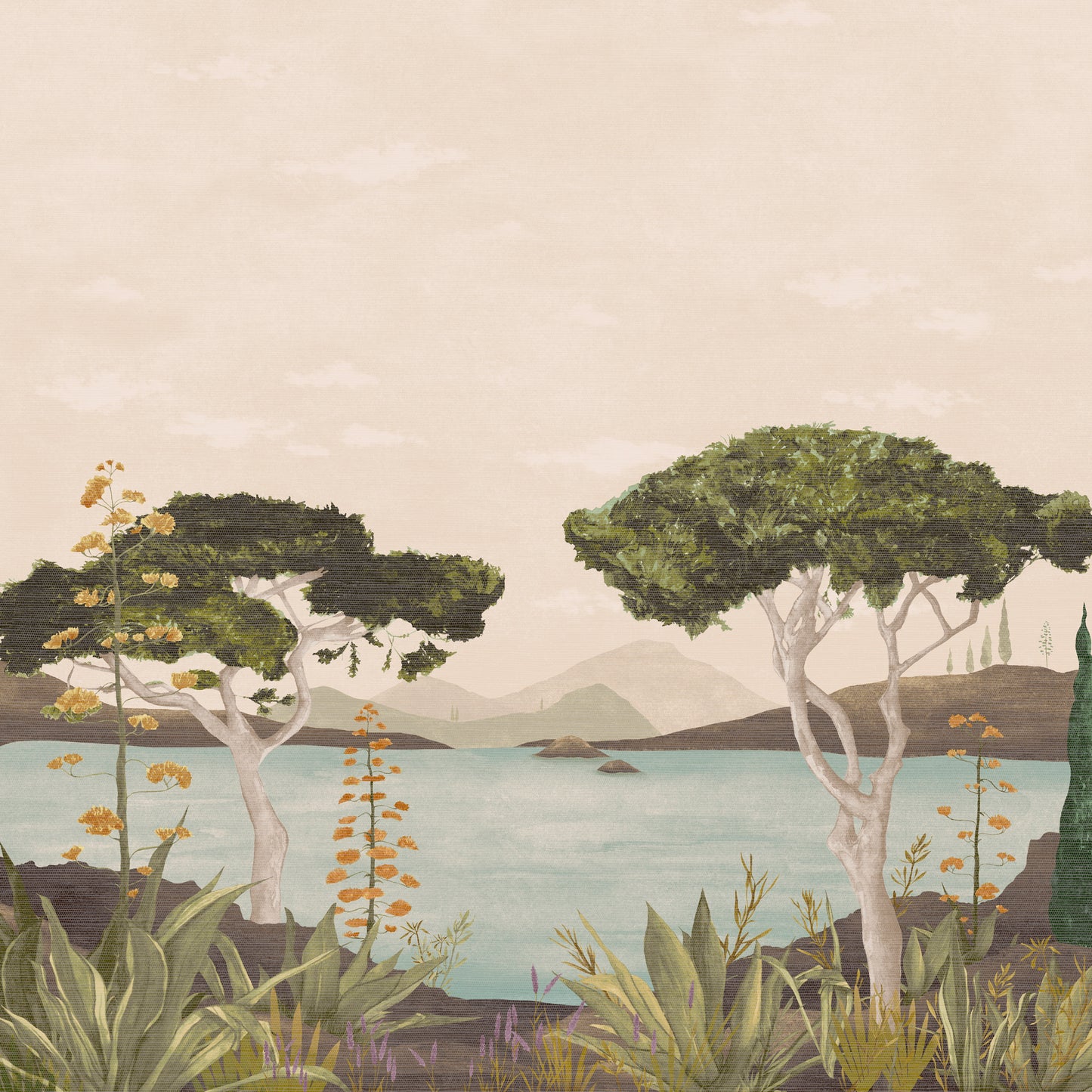 JF Fabrics -Wallpaper 8294 26 Wallpaper Orange, Green  Mural, Non-Woven, Width Extendable - 10021026 W9761