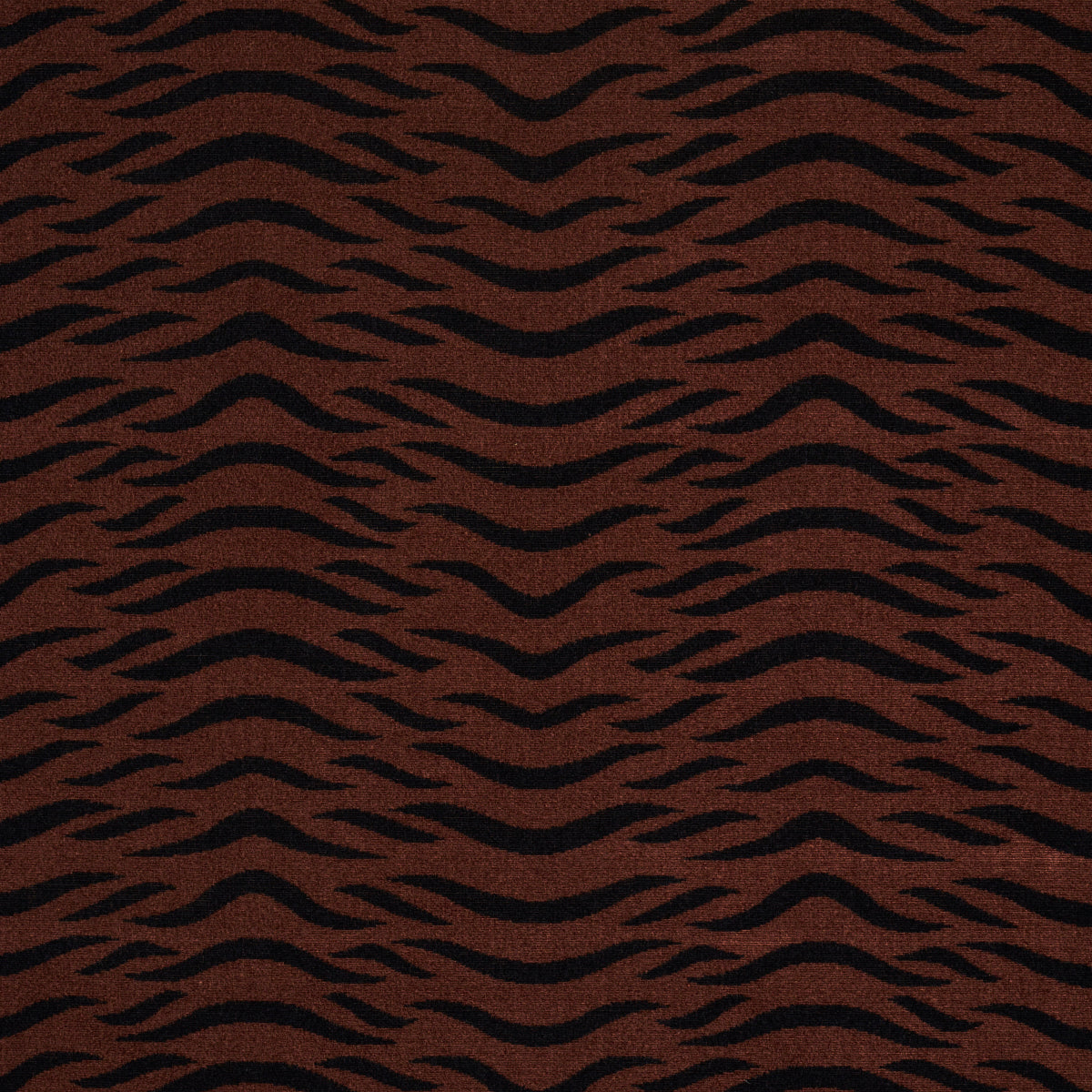 Velvet swatch with a tiger pattern and cut-and-patterned texture in Java brown.
