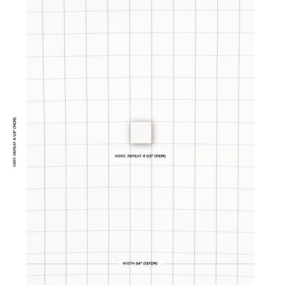 Small white cube on a grid backdrop showing a tile pattern with vertical repeat 4.5" and width 54".