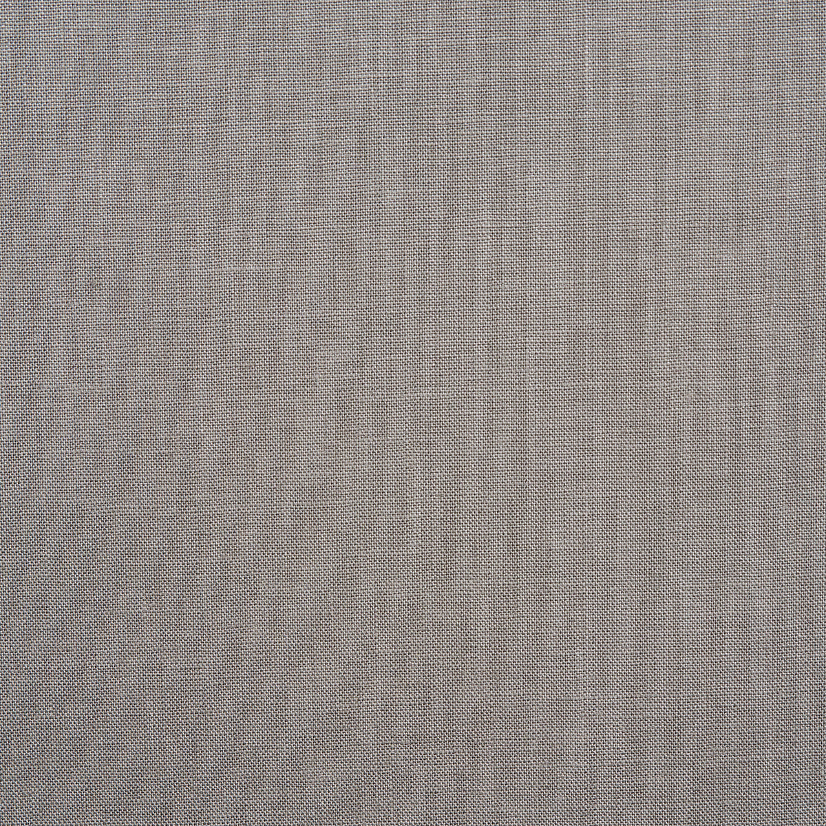 Close-up of grey linen fabric with a fine plain weave and subtle texture.