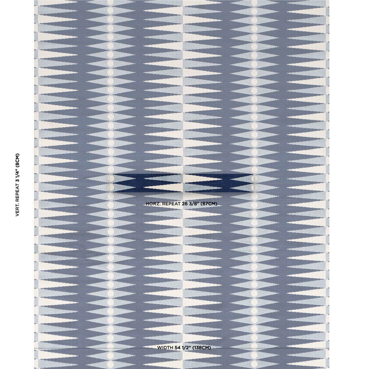 SCHUMACHER FABRIC  MARY MCDONALD BACKGAMMON CUT VELVET   BLUE   - 83200