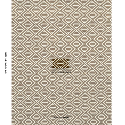 Beige and ivory hexagon honeycomb pattern on fabric; retro geometric textile for upholstery or wallpaper.