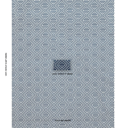 Blue-grey hexagonal honeycomb geometric pattern; repeating design for wallpaper or fabric.