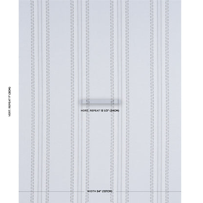 Light gray wallpaper with narrow vertical stripes of square motifs for a subtle geometric wall design.