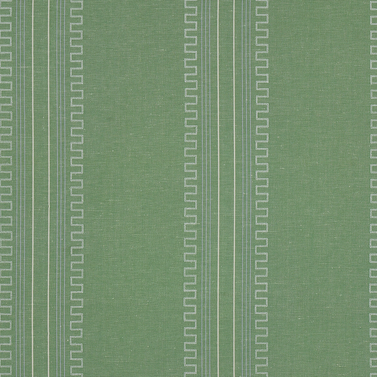 Green Greco stripe woven fabric.