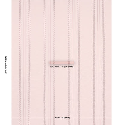 Soft pink fabric with vertical zipper-track motif in a slightly darker pink, repeating columns for sewing or upholstery.
