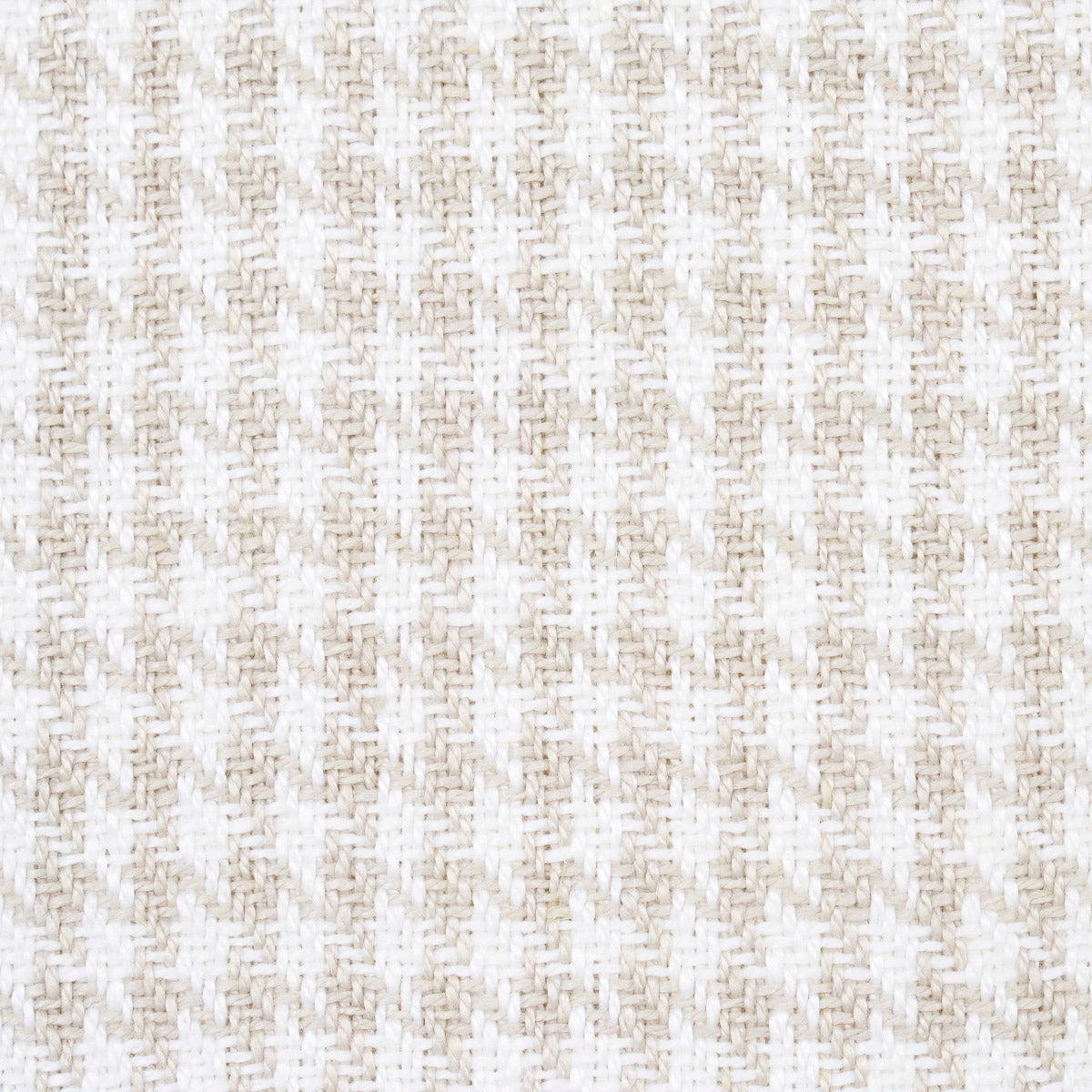 Beige and cream herringbone woven fabric, soft neutral textile for upholstery or throws.