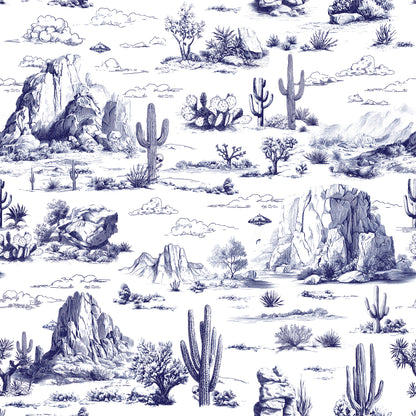 Veer Decor Area 51 Novelty Toile Navy Blue Peel and Stick Wallpaper Landscape, Novelty, Patterns Transitional, Traditional, Novelty Blue  Wallpaper - 8335-AA1