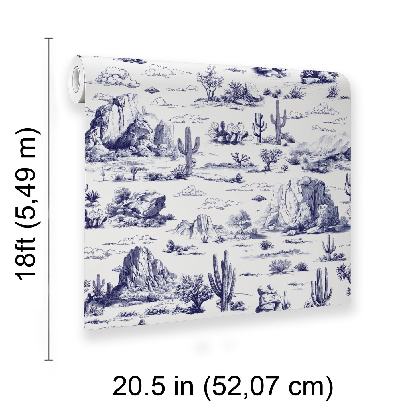 Veer Decor Area 51 Novelty Toile Navy Blue Peel and Stick Wallpaper Landscape, Novelty, Patterns Transitional, Traditional, Novelty Blue  Wallpaper - 8335-AA1