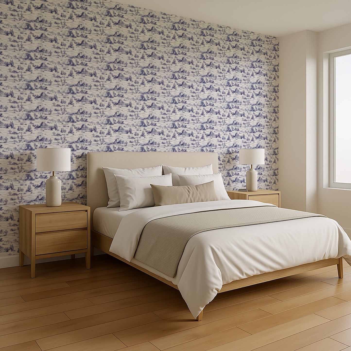 Veer Decor Area 51 Novelty Toile Navy Blue Peel and Stick Wallpaper Landscape, Novelty, Patterns Transitional, Traditional, Novelty Blue  Wallpaper - 8335-AA1