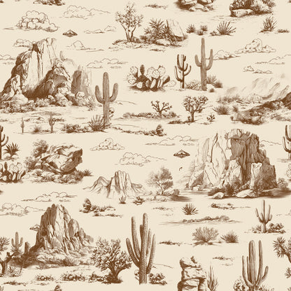 Veer Decor Area 51 Novelty Toile Brown Peel and Stick Wallpaper Landscape, Novelty, Patterns Transitional, Traditional, Novelty Brown  Wallpaper - 8335-AA2
