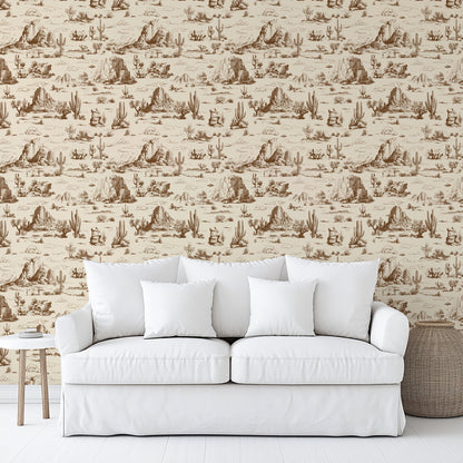 Veer Decor Area 51 Novelty Toile Brown Peel and Stick Wallpaper Landscape, Novelty, Patterns Transitional, Traditional, Novelty Brown  Wallpaper - 8335-AA2