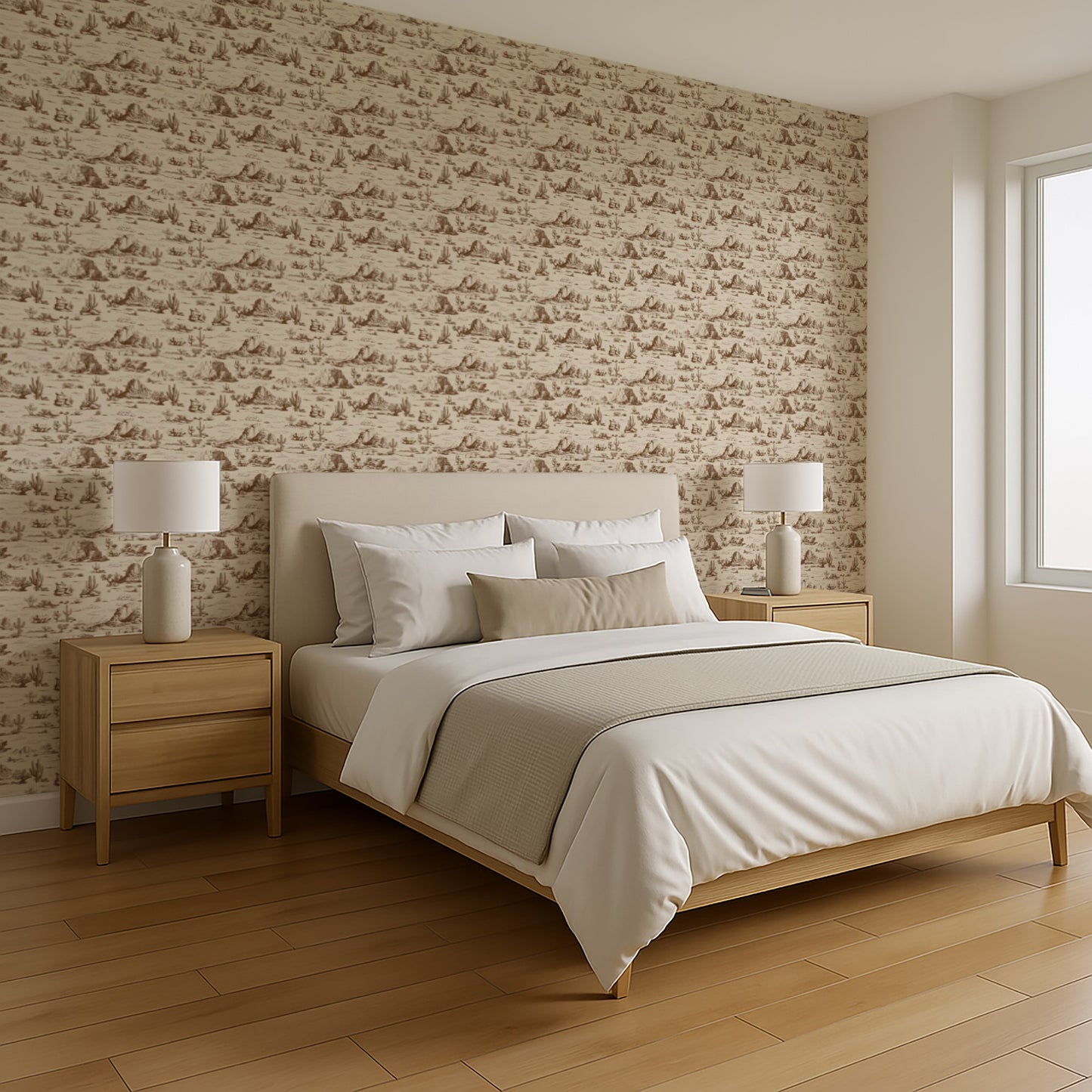 Veer Decor Area 51 Novelty Toile Brown Peel and Stick Wallpaper Landscape, Novelty, Patterns Transitional, Traditional, Novelty Brown  Wallpaper - 8335-AA2