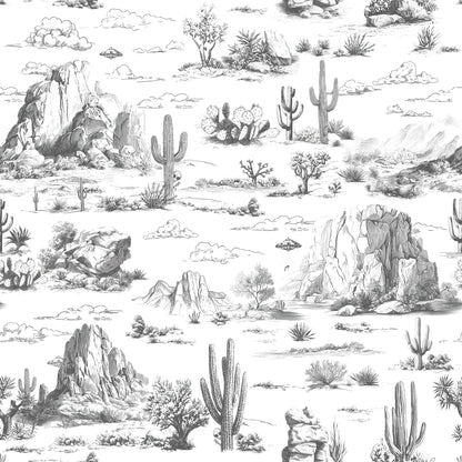 Veer Decor Area 51 Novelty Toile Gray Peel and Stick Wallpaper Landscape, Novelty, Patterns Transitional, Traditional, Novelty Gray  Wallpaper - 8335-AA3
