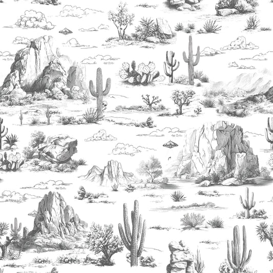 Veer Decor Area 51 Novelty Toile Gray Peel and Stick Wallpaper Landscape, Novelty, Patterns Transitional, Traditional, Novelty Gray  Wallpaper - 8335-AA3