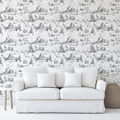 Veer Decor Area 51 Novelty Toile Gray Peel and Stick Wallpaper Landscape, Novelty, Patterns Transitional, Traditional, Novelty Gray  Wallpaper - 8335-AA3